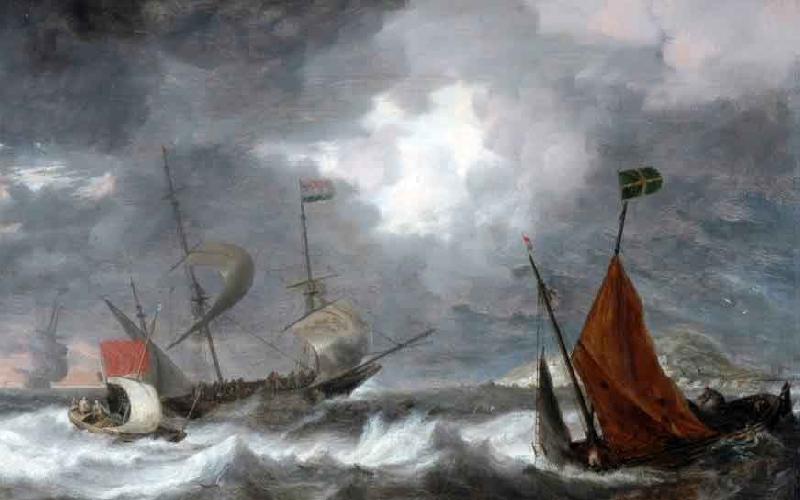 Bonaventura Peeters Sea storm with sailing ships